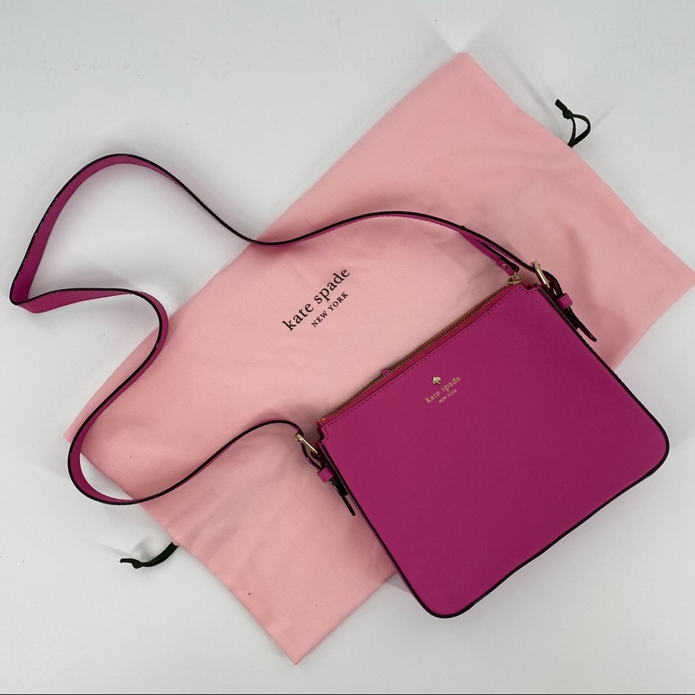 KATE SPADE Hot Pink Leather Buckle Strap Crossbody